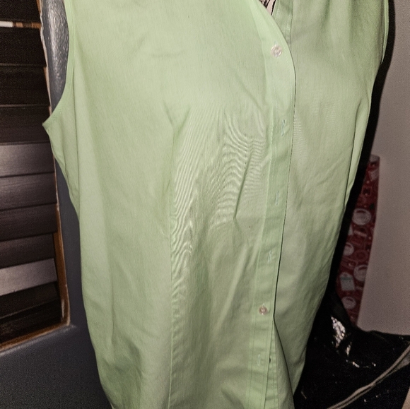 Talbots Womans Light Green Sleeveless Blouse Size 16 - Picture 3 of 12
